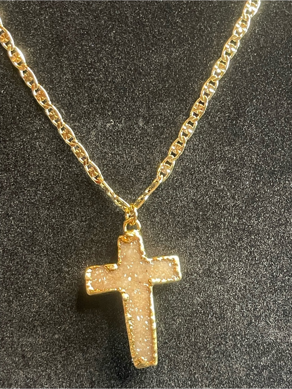 GP druzy on a 18 KT GP Valentino star link chain